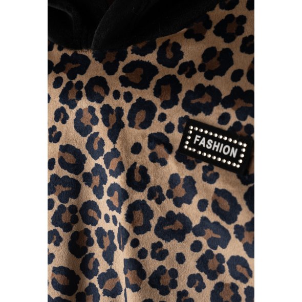 Σετ φόρμας βελουτέ 3τμχ κορίτσι "Animal print" καφέ