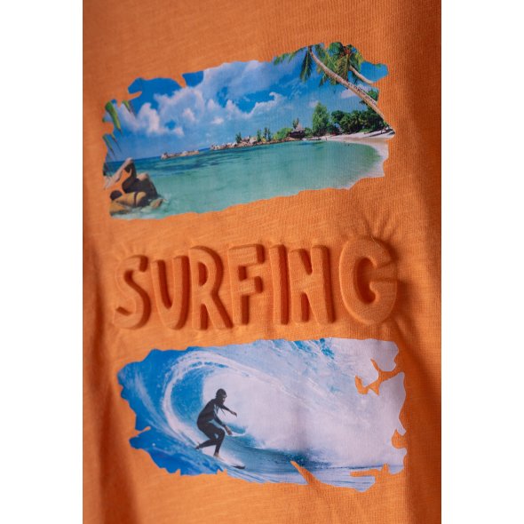 Σετ βερμούδα μακό αγόρι "Surfing" πορτοκαλί