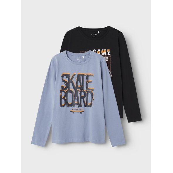Σετ 2 μπλούζες "Skate board" μαύρο/γαλάζιο