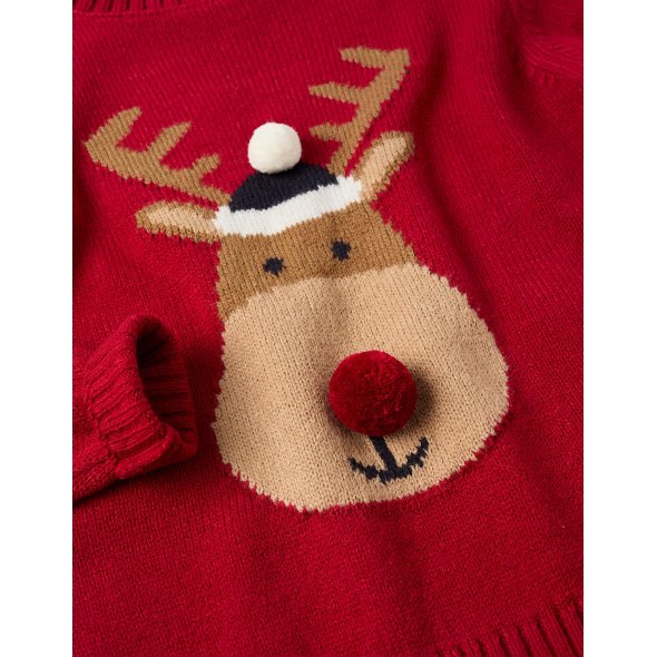 Πουλόβερ unisex "Red nose reindeer" μπορντό