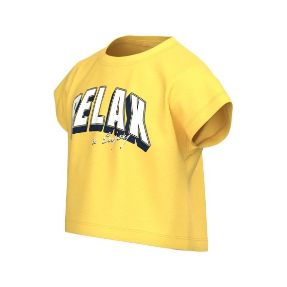 Μπλούζα crop top "Relax" κίτρινη