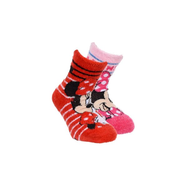 Σετ 2 ζευγάρια αντιολισθητικές φλις κάλτσες "Minnie Mouse" κόκκινο