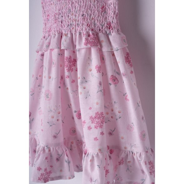 Φόρεμα με κορδέλα "Flowers" ροζ