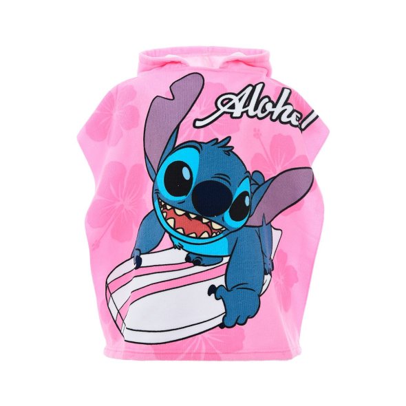 Πετσέτα θαλάσσης poncho κορίτσι "Stitch" ροζ (55Χ110)