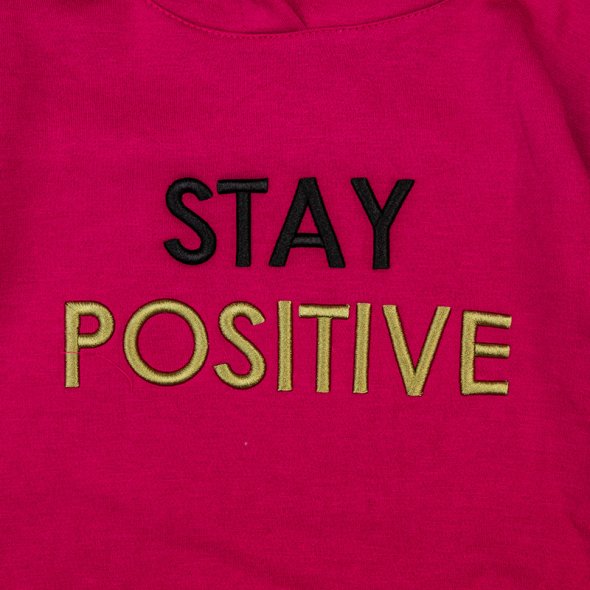 Μπλούζα φούτερ "Stay positive" φούξια