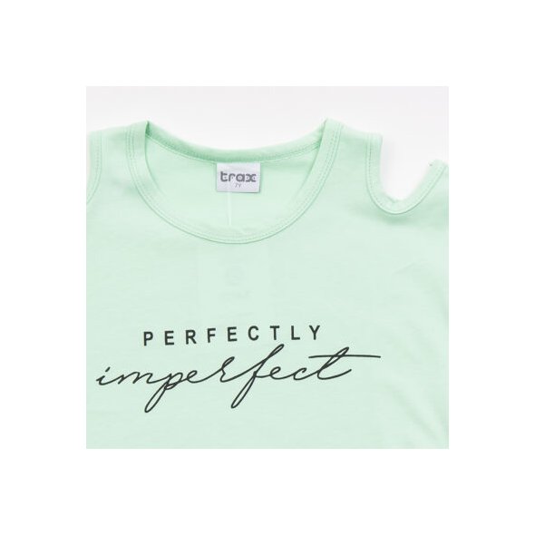Μπλούζα κοντομάνικη κορίτσι "Perfectly imperfect" μέντα