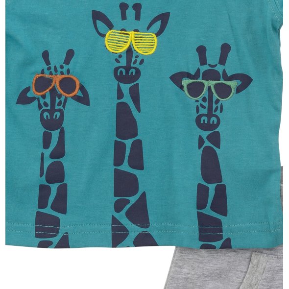 Σετ βερμούδα "Giraffes" τιρκουάζ