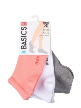 Σετ 3 ζευγάρια κάλτσες κοντές ροζ/λευκο/γκρι