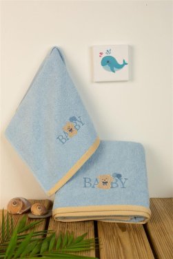 Σετ πετσέτες 2τμχ "Baby bear" γαλάζιο