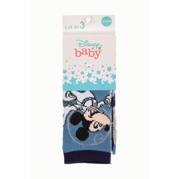 Σετ 3 ζευγάρια κάλτσες baby "Mickey mouse" ραφ