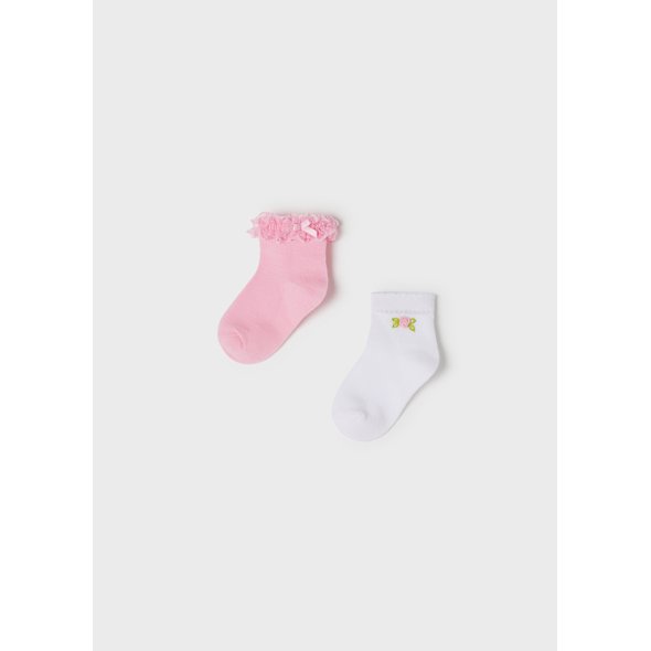 Σετ 2 ζευγάρια κάλτσες "Flower" ροζ-λευκό