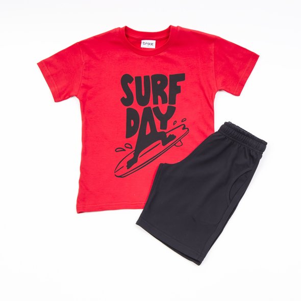 Σετ βερμούδα "Surf day" κόκκινο