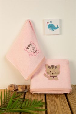 Σετ πετσέτες 2τμχ "Kitty" ροζ