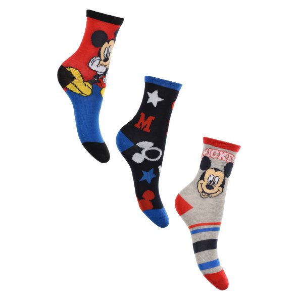 Σετ 3 ζευγάρια κάλτσες "Mickey mouse" γκρι μελανζέ