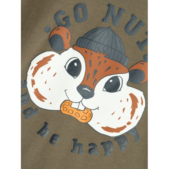 Μπλούζα "Go nuts and be happy" χακί
