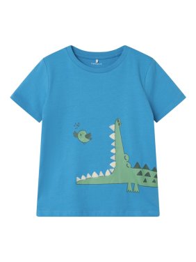 Μπλούζα κοντομάνικη αγόρι "Bird and crocodile" γαλάζιο