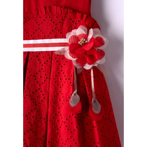 Φόρεμα κιπούρ "White rose" κόκκινο
