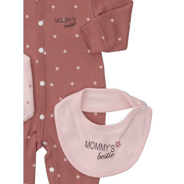 Σετ 2 τμχ. φορμάκια με σαλιάρα "Mommy's bestie" ροζ