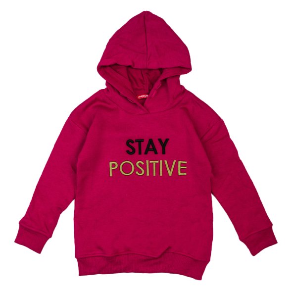 Μπλούζα φούτερ "Stay positive" φούξια