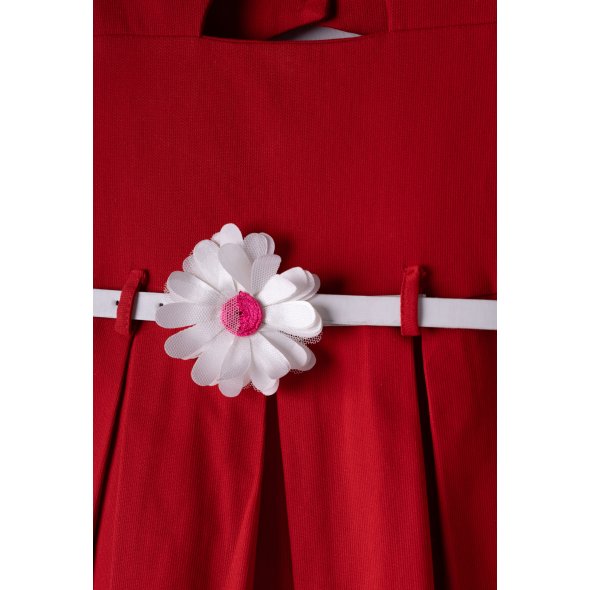 Φόρεμα υφασμάτινο "White flower" κόκκινο