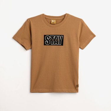 Μπλούζα κοντομάνικη αγόρι "Stay true" καφέ