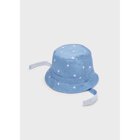 Καπέλο στρογγυλό "Puppy" λευκό-γαλάζιο