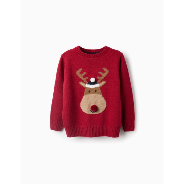 Πουλόβερ unisex "Red nose reindeer" μπορντό