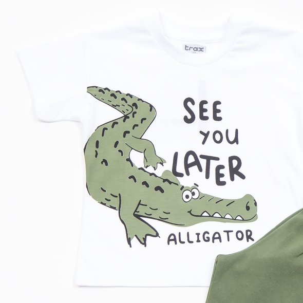 Σετ βερμούδα "See you later aligator" λευκό