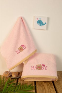 Σετ πετσέτες 2τμχ "Baby bear" ροζ