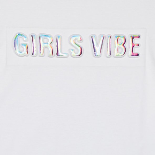 Μπλούζα crop top κορίτσι "Girls vibe" λευκή