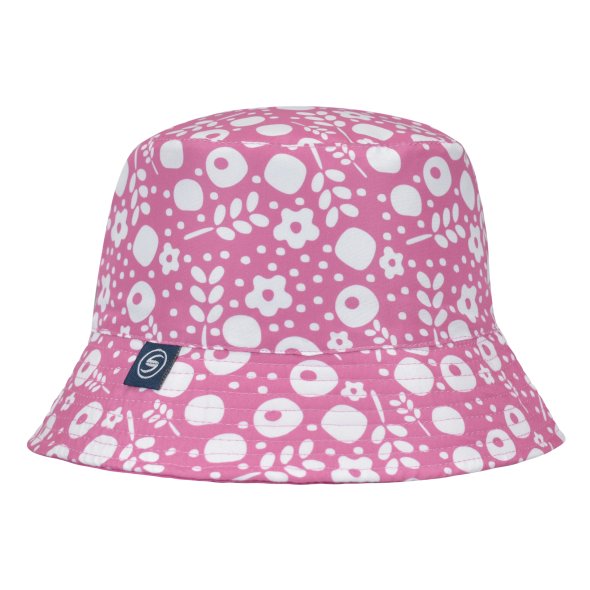 Καπέλο στρογγυλό "Flowers" ροζ