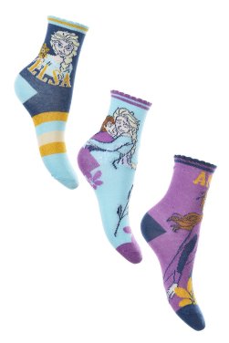 Σετ 3 ζευγάρια κάλτσες "Elsa & Anna" μπλε