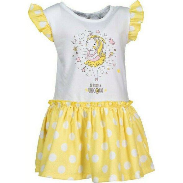 Φόρεμα πουά "Be like a unicorn" κίτρινο 
