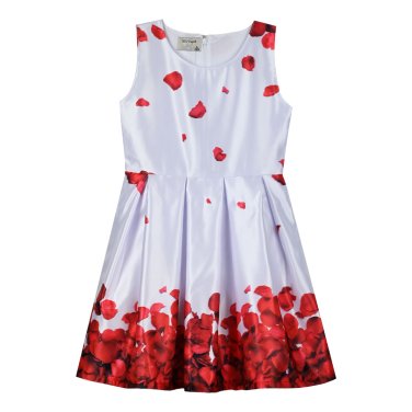 Φόρεμα υφασμάτινο κορίτσι "Red rose petals" λευκό
