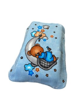 Κουβέρτα βελουτέ γαλάζια "Sleeping bear" 110X140