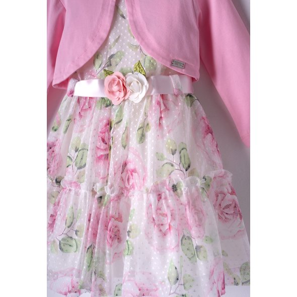 Φόρεμα με μπολερό "Roses" ροζ