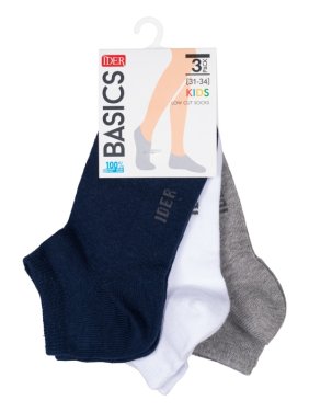 Σετ 3 ζευγάρια κάλτσες κοντές μπλε/λευκο/γκρι