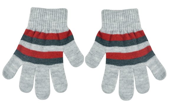 Γάντια "Big stripes" γκρι/κόκκινο