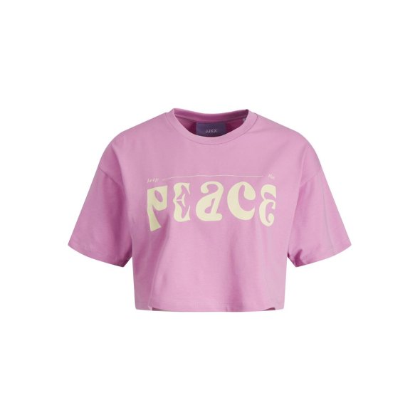 Μπλούζα crop top "Keep the peace" ροζ