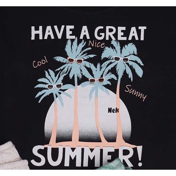 Σετ βερμούδα 3τμχ. "Have a great summer" μπλε