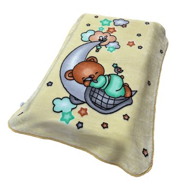 Κουβέρτα βελουτέ μπεζ "Sleeping bear" 110X140