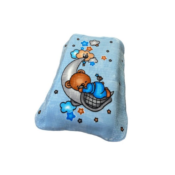 Κουβέρτα βελουτέ γαλάζια "Sleeping bear" 110X140