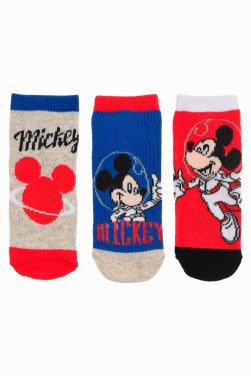 Σετ 3 ζευγάρια κάλτσες baby "Mickey mouse" γκρι μελανζέ