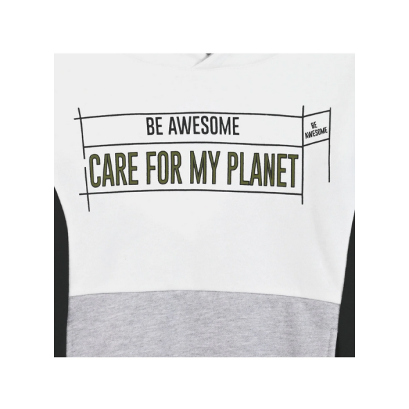 Σετ φόρμας αγόρι "Care for my planet" λευκό/μαύρο