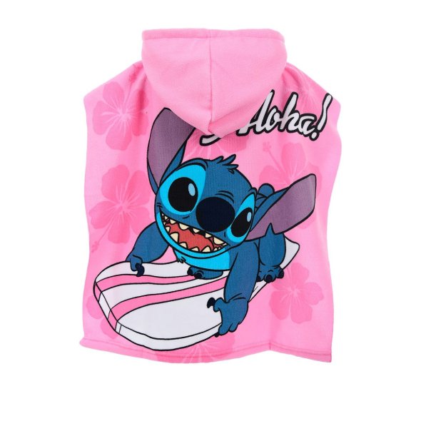 Πετσέτα θαλάσσης poncho κορίτσι "Stitch" ροζ (55Χ110)