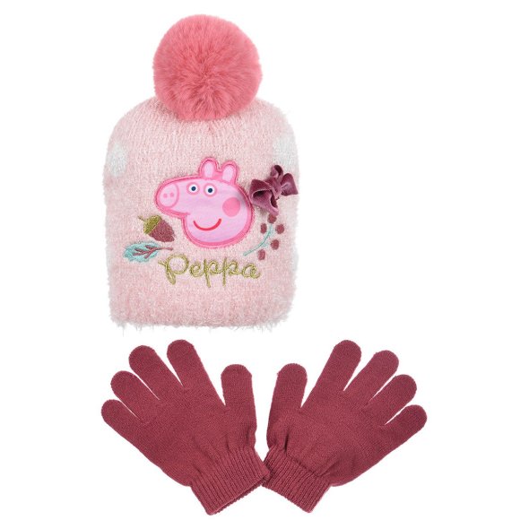 Σετ σκούφος με γάντια "Peppa pig" ροζ