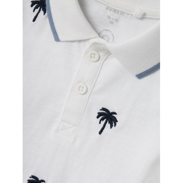 Μπλούζα πόλο αγόρι "Palm trees" λευκό