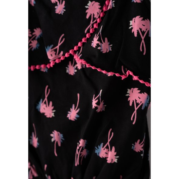 Ολόσωμο σορτς "Pink palms" μαύρο