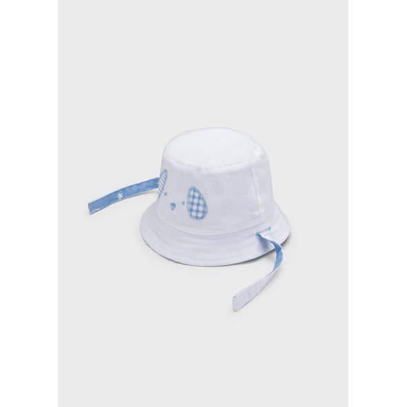 Καπέλο στρογγυλό "Puppy" λευκό-γαλάζιο