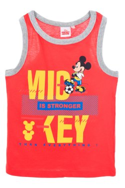 Μπλούζα αμάνικη αγόρι "Mickey is stronger" κόκκινη